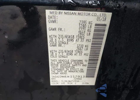 2018 Nissan Murano Sv z USA, uszkodzony, nr VIN 5N1AZ2MH8JN157913